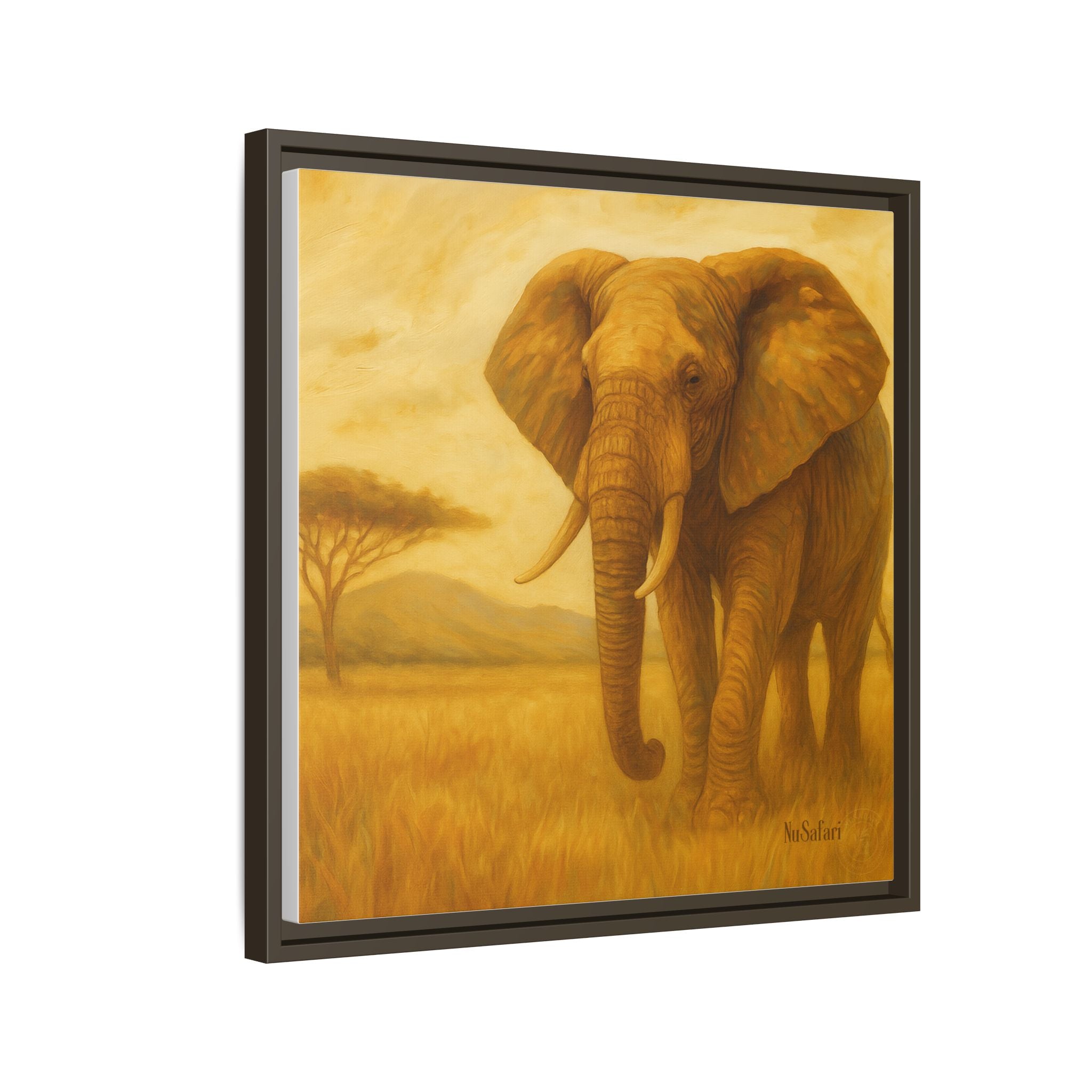 Majestic African Elephant Matte Canvas Framed | Wildlife Wall Art