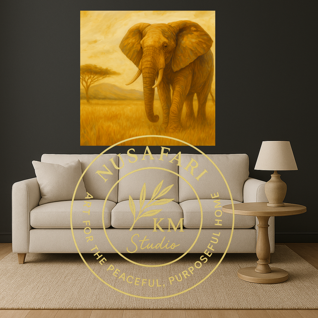 Majestic African Elephant Matte Canvas Framed | Wildlife Wall Art