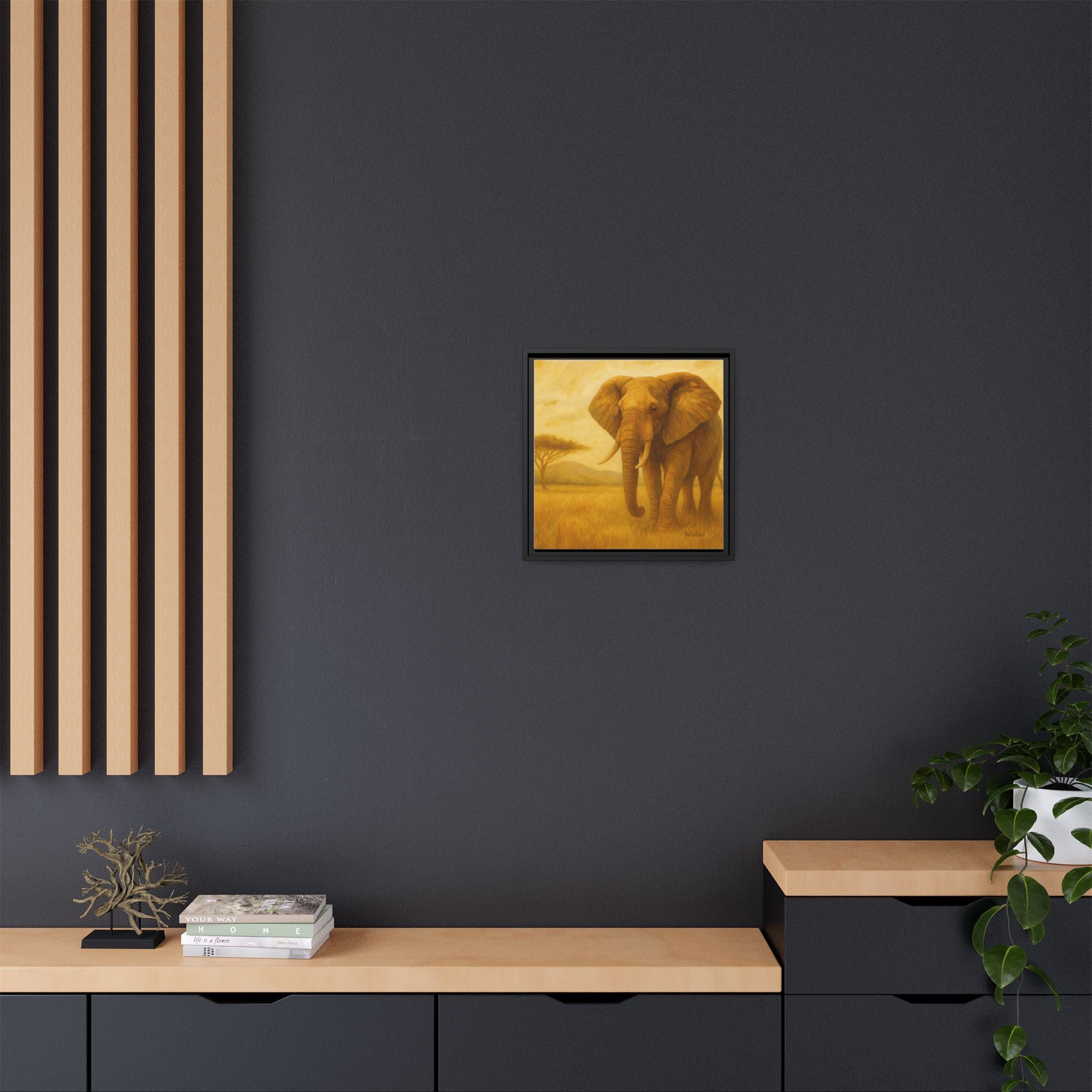 Majestic African Elephant Matte Canvas Framed | Wildlife Wall Art